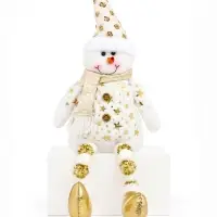 Игрушка мягкая &laquo;Снеговик в костюме со звёздами и в колпаке&raquo; 46&times;19 см, золотисто-белый