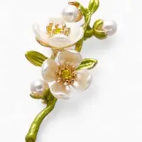 Брошь &laquo;Веточка с цветком жасмина&raquo;, с эмалью, цветная