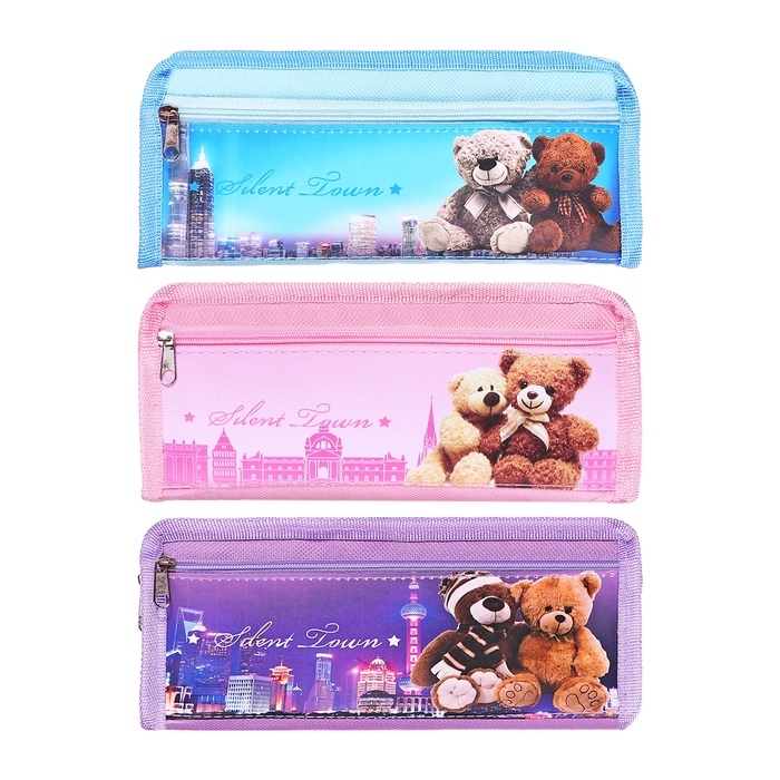 Пенал школьный  Пенал школьный "Мишки" на молнии, 2 отделения, МИКС