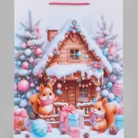 Пакет подарочный &laquo;Праздничные бельчата&raquo;, 33&times;10&times;42.5 см