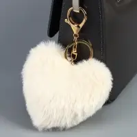 Пушистик на кольце "Сердце с жемчужной подвеской" белый 13х9 см