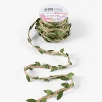 Тесьма декоративная холщовая &laquo;Листья&raquo;, 25 мм, 9&plusmn;0.5 м, бежевая, зелёная