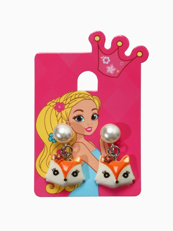 Серьги-клипсы детские  Серьги-клипсы детские "Выбражулька" лиса с жемчужиной, цветные