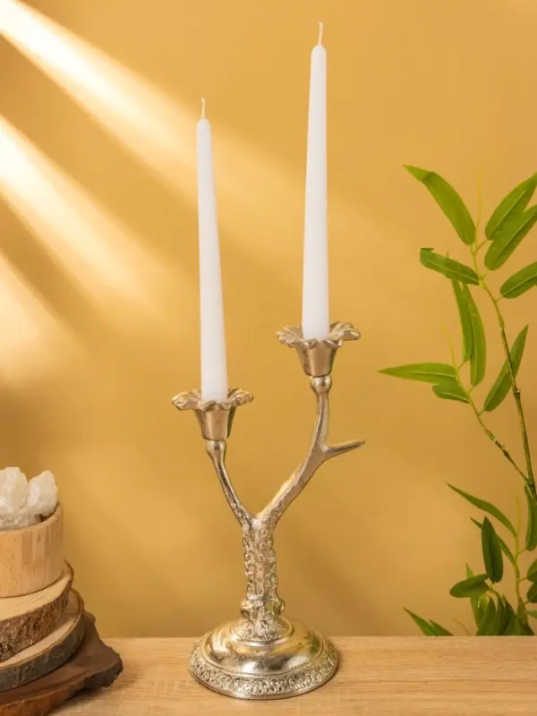 Подсвечник на 2 свечи «Дуэт», 12×15×29 см, алюминий