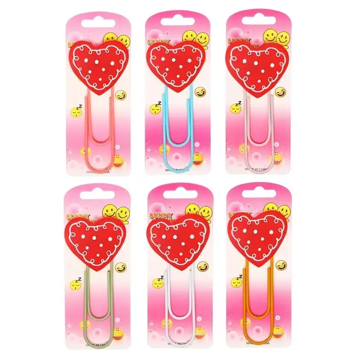 Закладка-скрепка большая «Сердце», 11 см, МИКС Закладка-скрепка большая «Сердце», 11 см, МИКС