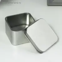 Шкатулка металл "Квадрат серебряный" 6х6х4 см