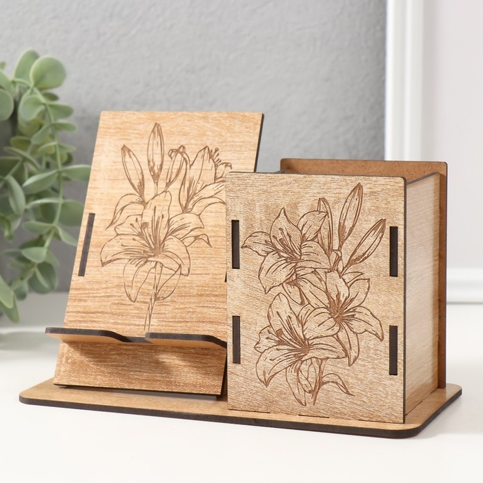 Органайзер настольный Органайзер настольный "Лилии" 18х12,5х9 см (набор 9 деталей)