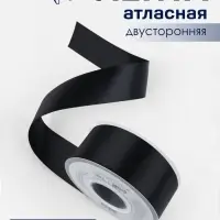 Лента атласная TEIRA, двухсторонняя, 38 мм, 25&plusmn;1 м, чёрная №0030