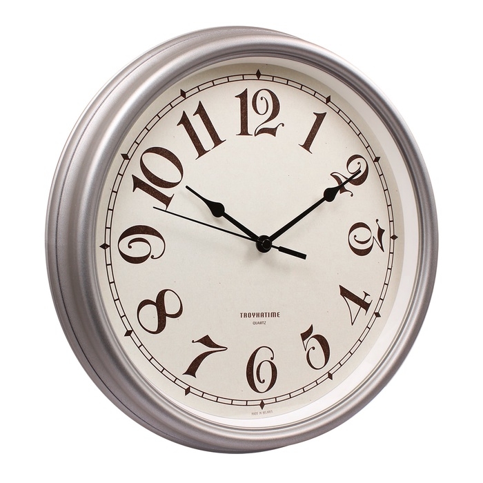 Часы настенные интерьерные, бесшумные, d-31 см, жемчужно-белые