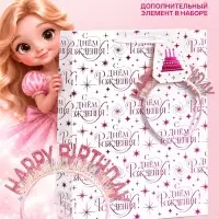 Пакет подарочный ламинированный Happy birthday, 28.3&times;10.4&times;39 см