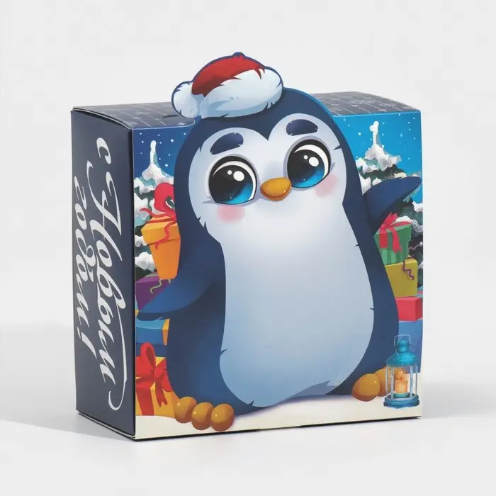Коробка подарочная новогодняя складная «Пингвин», 15 х 15 х 8 см, Новый год Коробка подарочная новогодняя складная «Пингвин», 15 х 15 х 8 см, Новый год