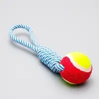 Игрушка канатная плетёная с мячом, до 130 г, до 33 см, цвет МИКС