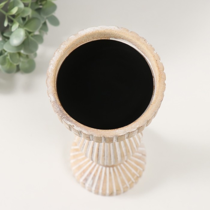 Подсвечник дерево на 1 свечу Подсвечник дерево на 1 свечу "Гофре" состаренный 9,7х9,7х27 см