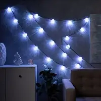 Умная гирлянда &laquo;Нить&raquo; 6 м с насадками &laquo;Рифленые шарики&raquo;, IP20, тёмная нить, 20 LED, свечение RGB, USB