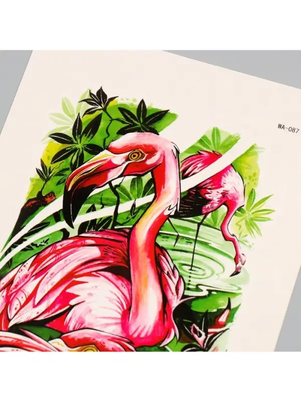 Переводная тату на тело цветная &laquo;Фламинго&raquo;, 26.1&times;14.6 см