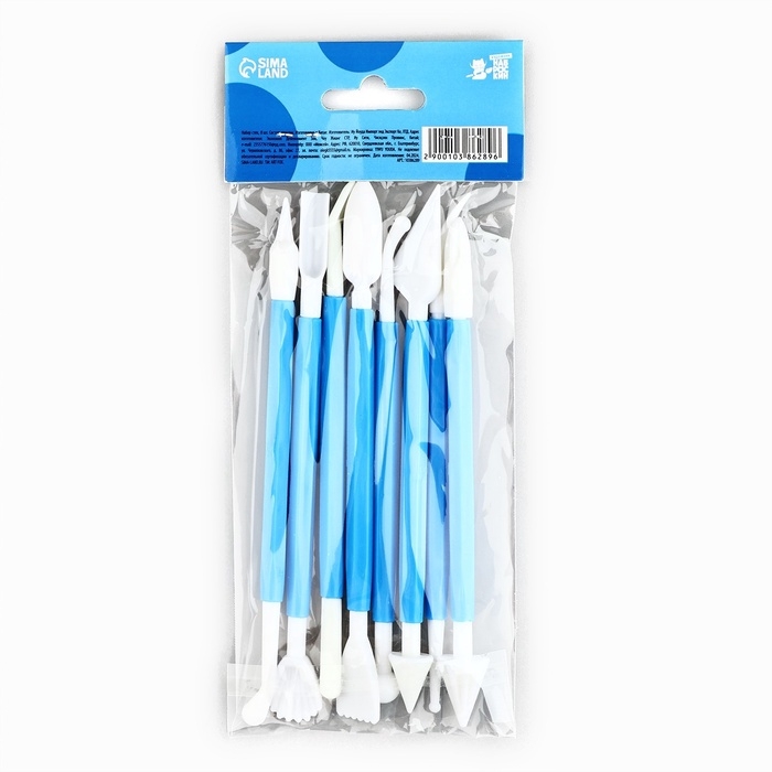 Набор стеков для лепки 8 шт, пластик ТМ Наброскин Набор стеков для лепки 8 шт, пластик ТМ Наброскин "Голубые"