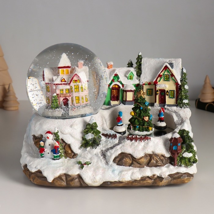 Сувенир полистоун водяной шар музыка, свет Сувенир полистоун водяной шар музыка, свет "Ёлка на катке" крутится d=10 см 22х15,5х15,5 см 103344