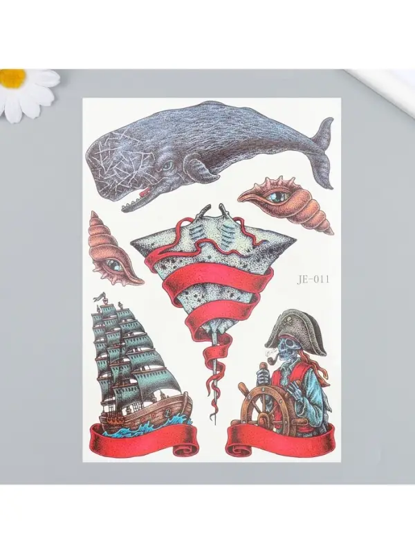 Переводные тату на тело цветные «Морские истории», 21×14.8 см