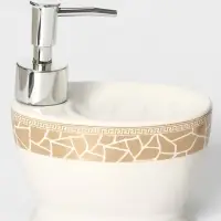 Аксессуары для ванной Доляна &laquo;Мрамор&raquo;, 3 предмета, дозатор с подставкой 550 мл, 2 стакана, белые