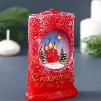 Свеча декоративная &laquo;Снежное Рождество&raquo; 7&times;4&times;10.5 см, красный