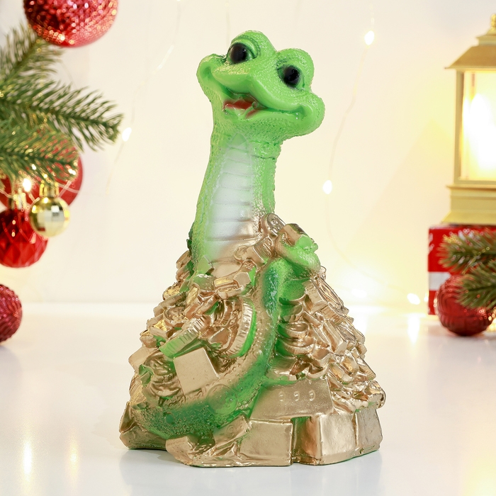 Копилка Копилка "Змея веселая" 20х12см, зеленая