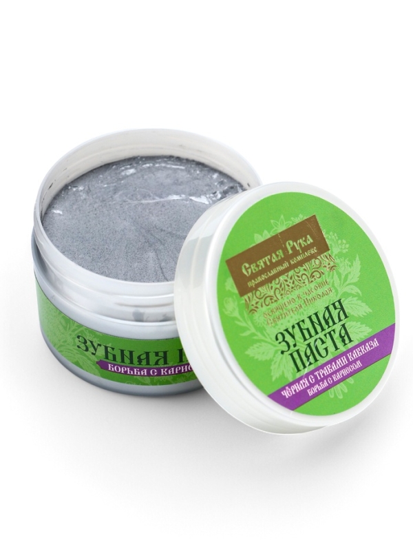 Паста зубная черная с Кавказскими травами, "Святая рука", 50 мл