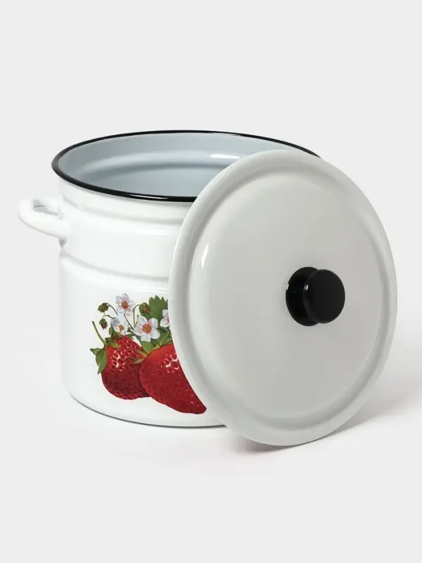 Кастрюля эмалированная, 10 л, d=26.6 см, с крышкой, белая