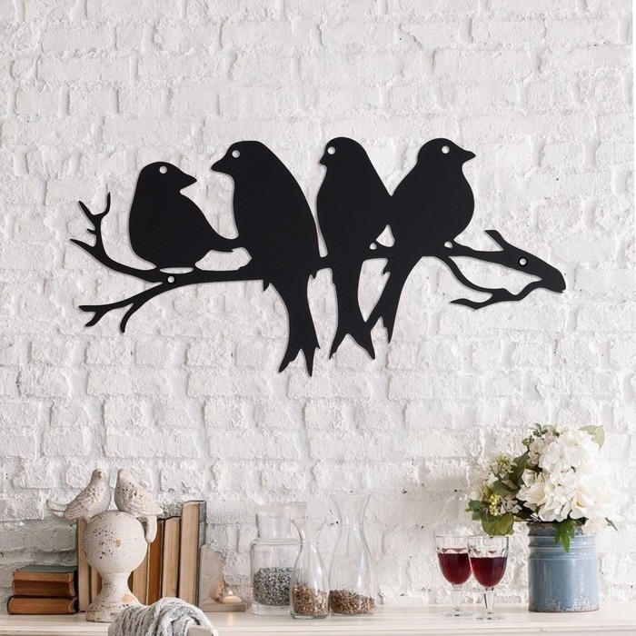 Панно  Панно "Ласточки" черные, 39,1х19см