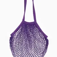 Сумка - авоська плетёная, ручка 17 см, клетка 1.5 см, фиолетовая