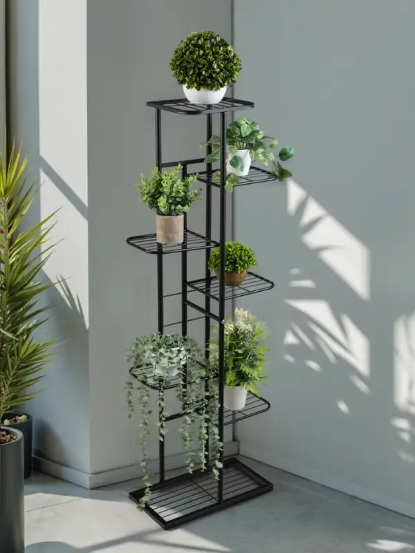 Подставка для цветов Greengo, 7 полок, 43&times;22&times;126 см, напольная, металл, чёрная