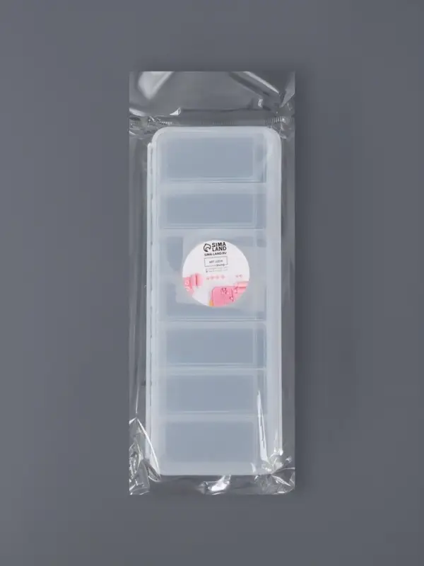 Органайзер для хранения мелочей, 7 ячеек, 15.5&times;6.2&times;3 см, прозрачный