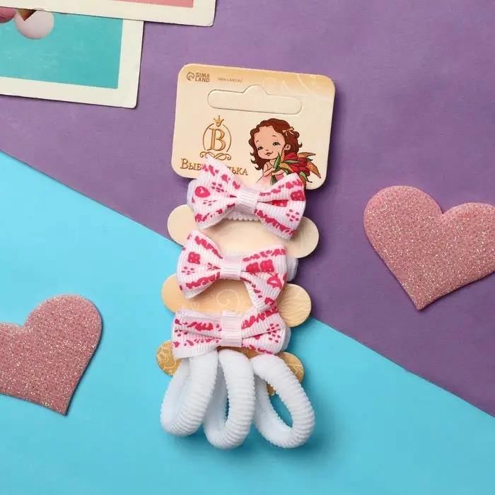 Резинка для волос  Резинка для волос "Глория" (набор 6 шт) летний орнамент, белый