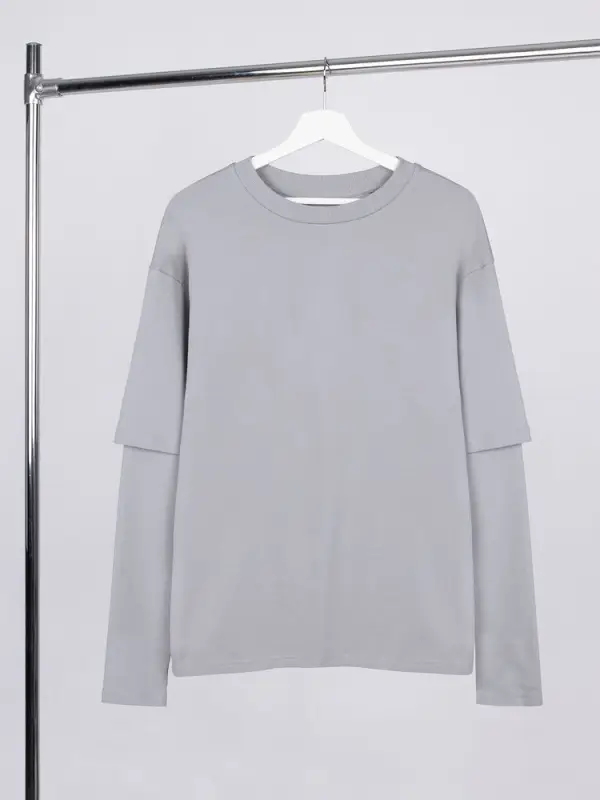 Футболка оверсайз с двойным рукавом Kosmos, светло-серая, размер XS/S Футболка оверсайз с двойным рукавом Kosmos, светло-серая, размер XS/S