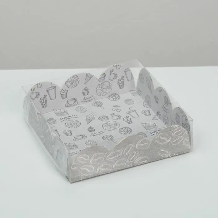 Коробка для печенья, кондитерская упаковка с PVC крышкой, «Вкусности», 10.5 х 10.5 х 3 см Коробка для печенья, кондитерская упаковка с PVC крышкой, «Вкусности», 10.5 х 10.5 х 3 см