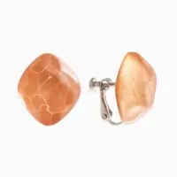 Серьги клипсы &laquo;Стиль. Прозрачный ромб, мятый&raquo;, коричневая в серебре