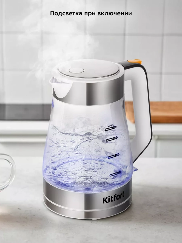 Чайник электрический стеклянный КТ-6626 - 1.7 л