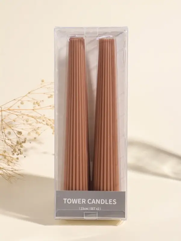 Набор свечей, 3.5х23 см, 2 шт "Башня" корица 4х9,5х25 см