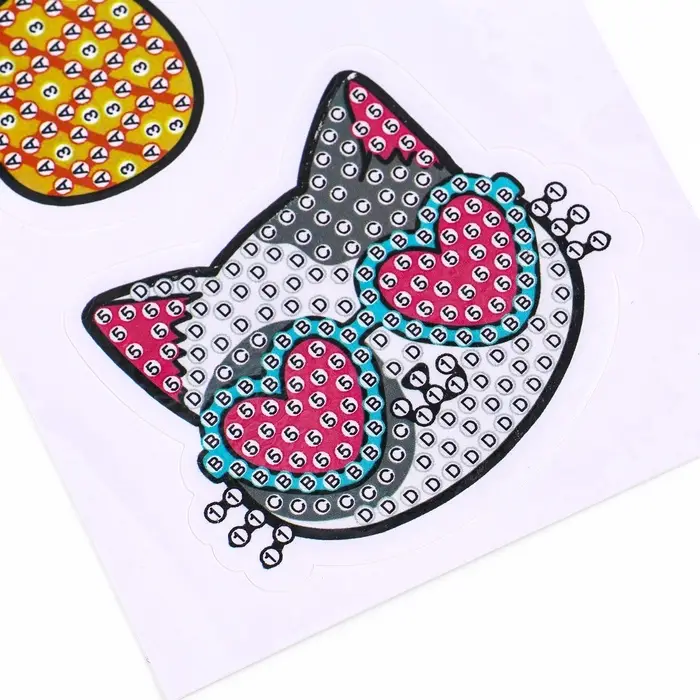 Алмазная мозаика 4в1 для детей. Создание стикеров, магнитов, брелоков и картины &laquo;Милые животные&raquo;, набор для творчества