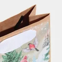 Пакет подарочный новогодний крафтовый «Заснеженный лес», S 12 х 15 х 5.5 см