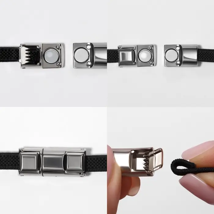 Шнурки для обуви, пара, с плоским сечением и фиксатором на магнитах, 100 см, чёрные