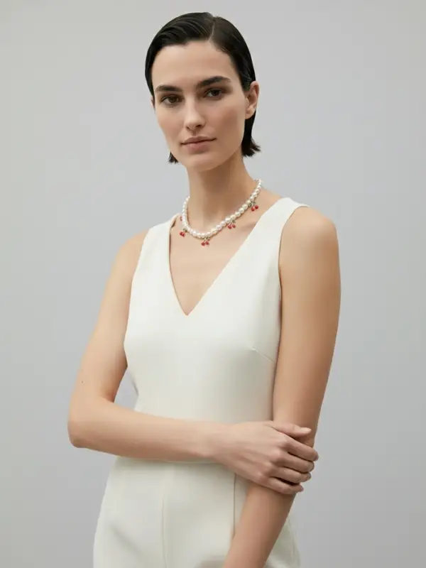 Бусы жемчужные &laquo;Вишня&raquo;, цветные в золоте