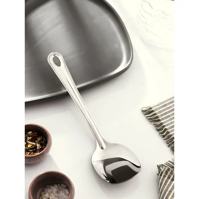 Ложка гарнирная из нержавеющей стали Доляна «Виктория», 25 мл, 24×6 см, квадратная, цвет серебряный Ложка гарнирная из нержавеющей стали Доляна «Виктория», 25 мл, 24×6 см, квадратная, цвет серебряный