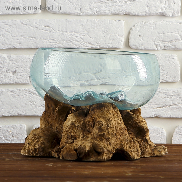 Вазон стекло на дереве  Вазон стекло на дереве "Забота" 20х25х25 см, МИКС