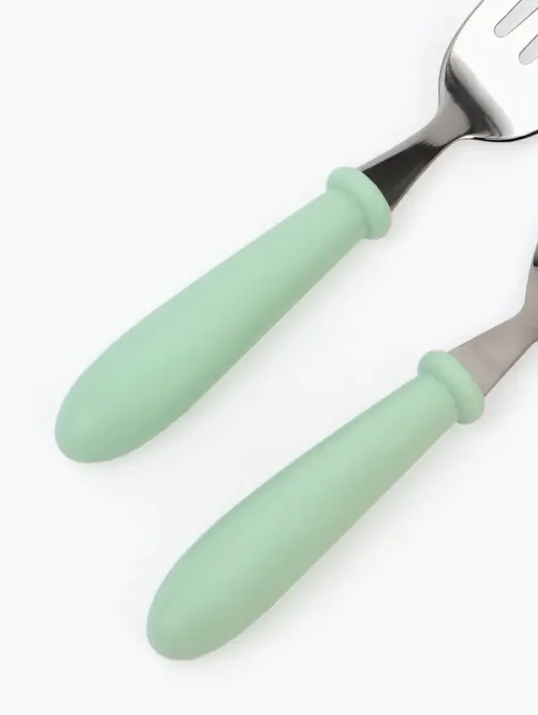 Набор детских столовых приборов в футляре: вилка, ложка Крошка Я бирюзовый Набор детских столовых приборов в футляре: вилка, ложка Крошка Я бирюзовый