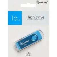 Флешка Smartbuy Twist, 16 ГБ, USB 2.0, чтение до 25 Мб/с, запись до 15 Мб/с, синяя