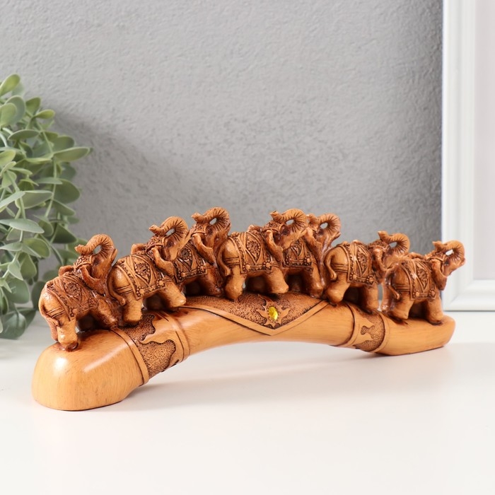 Сувенир полистоун Сувенир полистоун "Семь слонов на бивне" под дерево 4,6х29х10 см