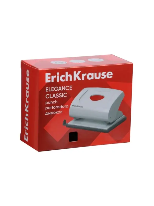 Дырокол ErichKrause Elegance, до 20 листов, диаметр прокола 5.5 мм, расстояние между проколами 80 мм, МИКС