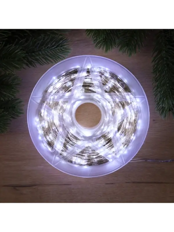 Гирлянда &laquo;Нить&raquo; 200 м роса, IP44, серебристая нить, 2000 LED, свечение белое, 36 В