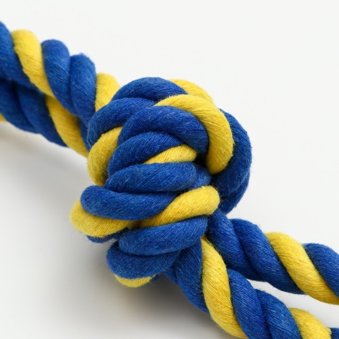 Игрушка-дразнилка канатная для собак, двойная, до 50 см, до 140 г, синяя/жёлтая Игрушка-дразнилка канатная для собак, двойная, до 50 см, до 140 г, синяя/жёлтая