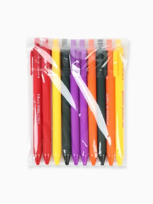 Ручка прикол шариковая синяя паста автоматическая 0.7 мм МИКС надписей &laquo;Приношу счастье&raquo;